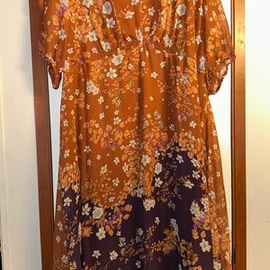 Maison Tara Vibrant Orange and Purple Dress